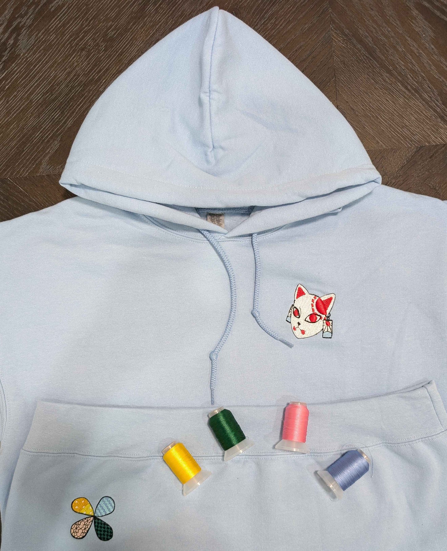 Inari Mask Demon Slayer Embroidered Hoodie