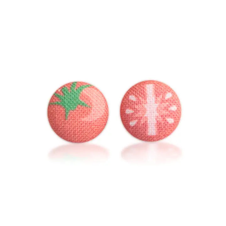 Tomato Fabric Button Earrings