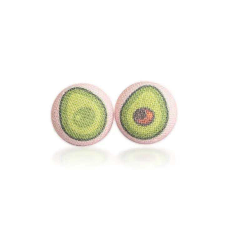 Avocado Fabric Button Earings