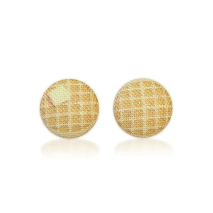 Waffle Fabric Button Earrings
