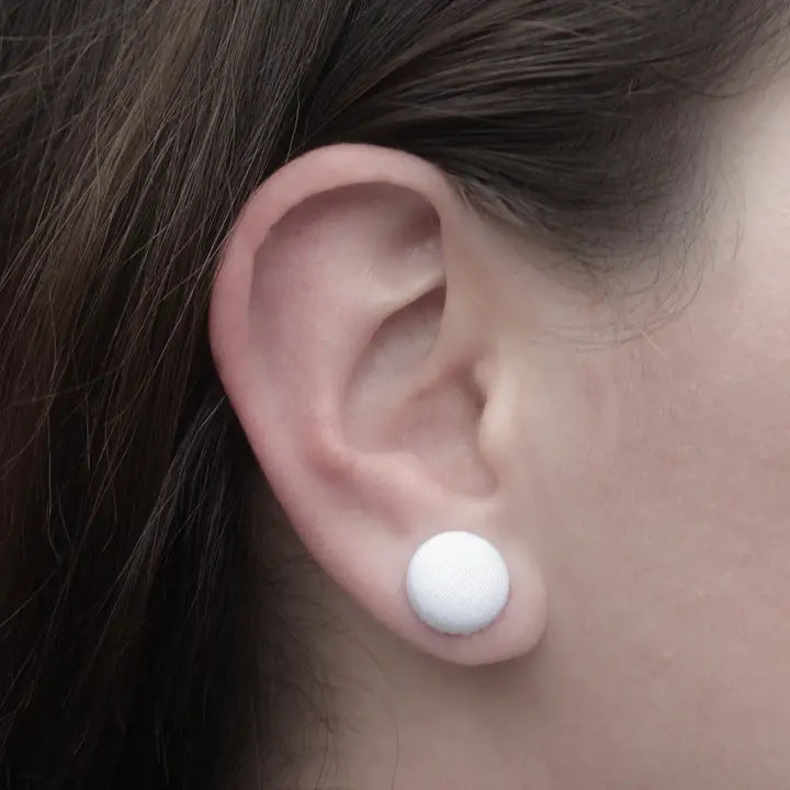 Avocado Fabric Button Earings