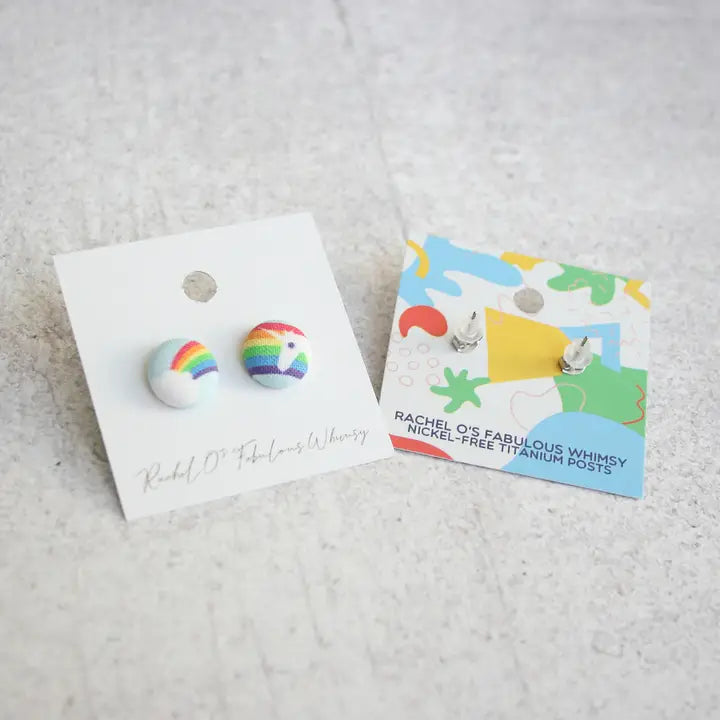 Avocado Fabric Button Earings