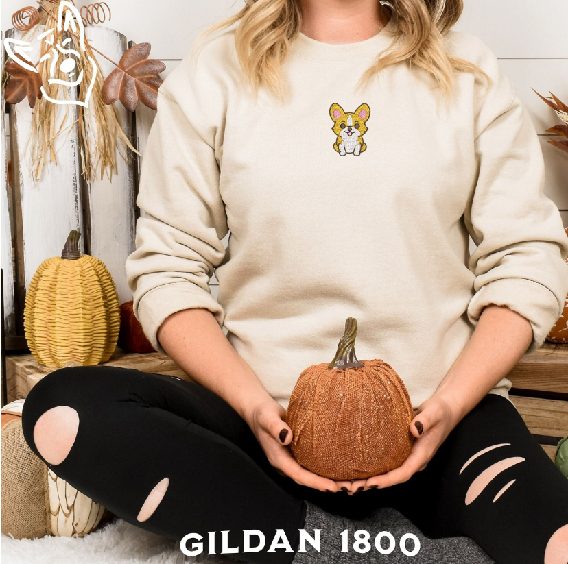 Embroidered Cute Corgi Sweatshirt