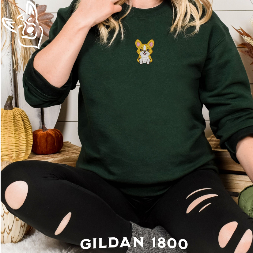 Embroidered Cute Corgi Sweatshirt