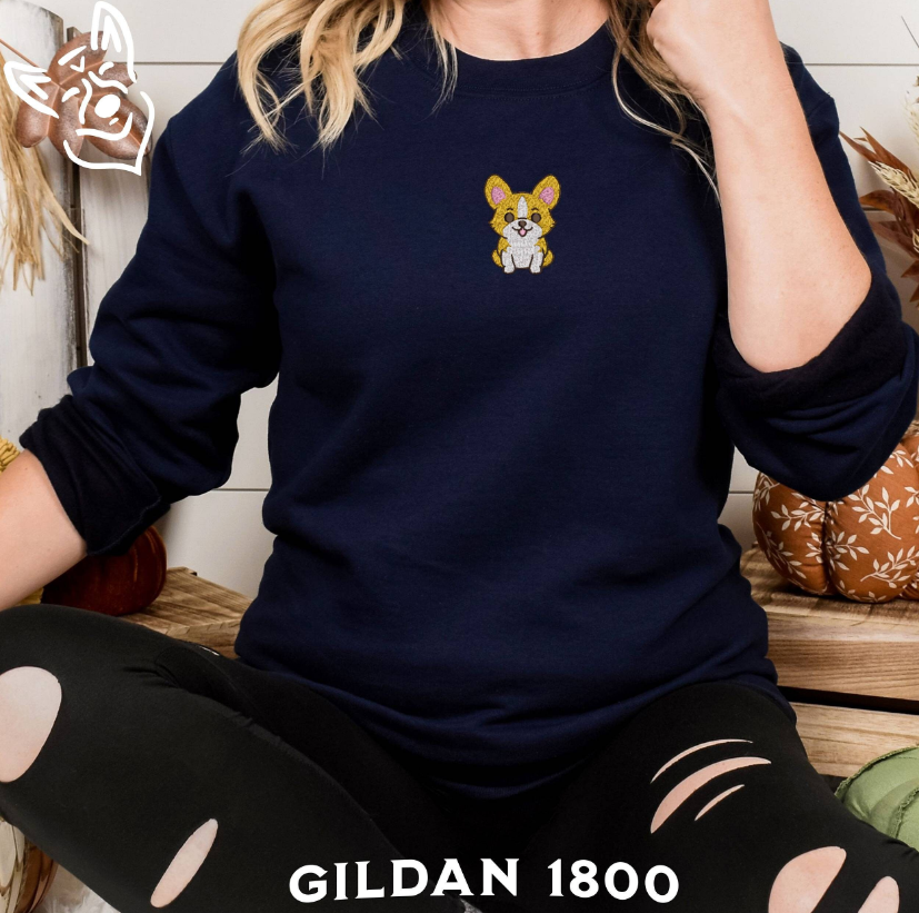 Embroidered Cute Corgi Sweatshirt