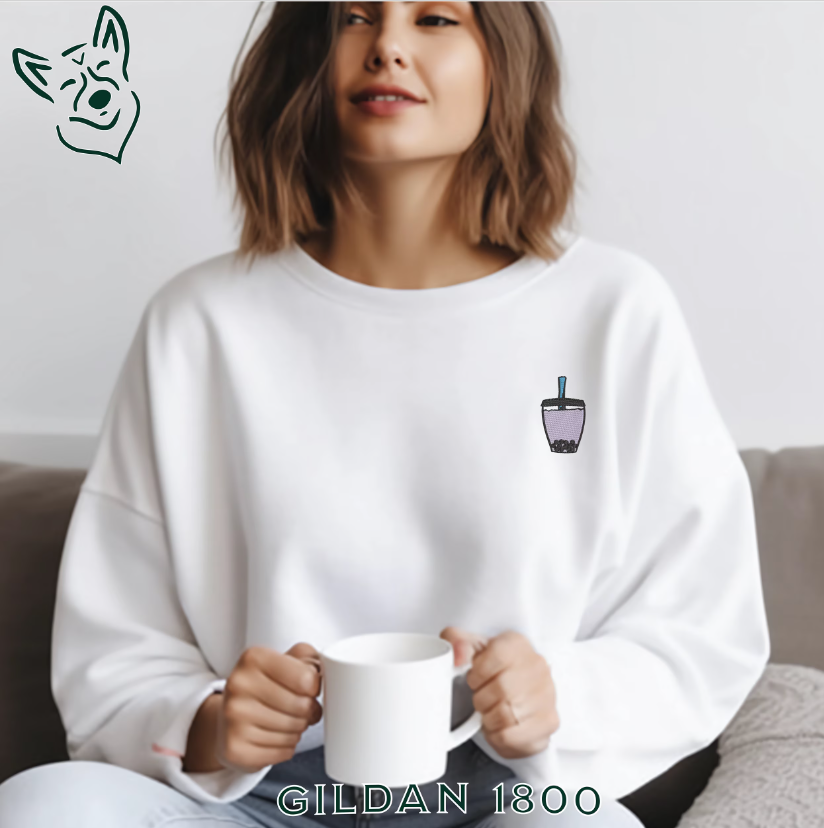 Embroidered Bubble Tea Sweatshirt