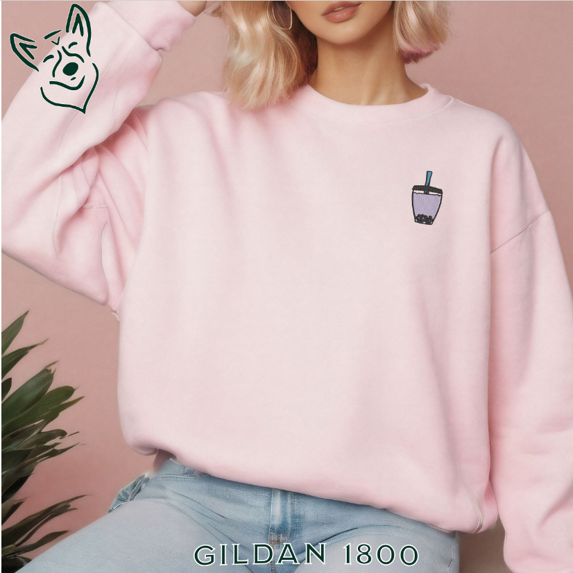 Embroidered Bubble Tea Sweatshirt