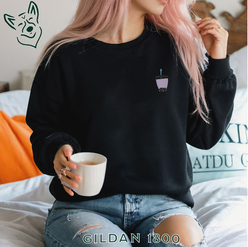 Embroidered Bubble Tea Sweatshirt
