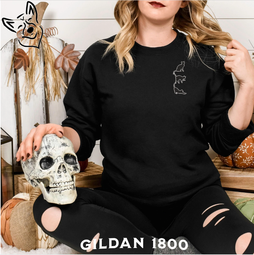 Embroidered Black Cat Sweatshirt