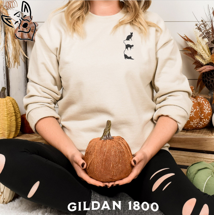 Embroidered Black Cat Sweatshirt