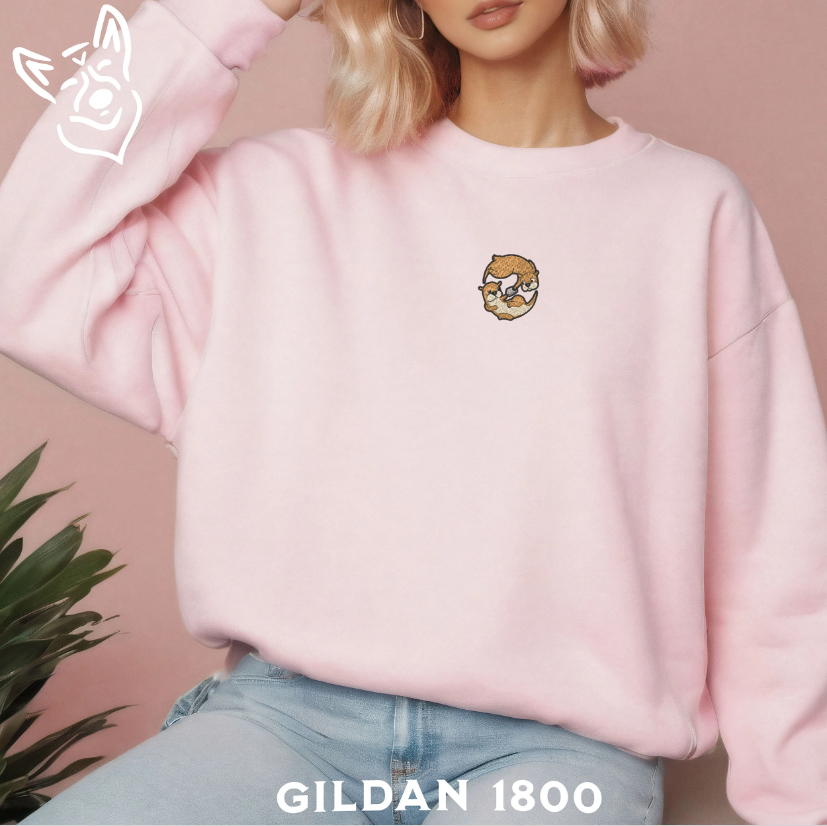 Embroidered Otter Couple Swimming Sweatshirt