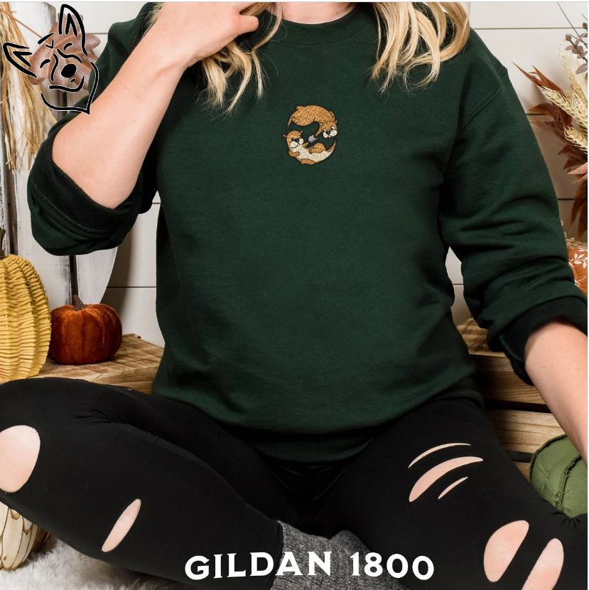 Embroidered Otter Couple Swimming Sweatshirt