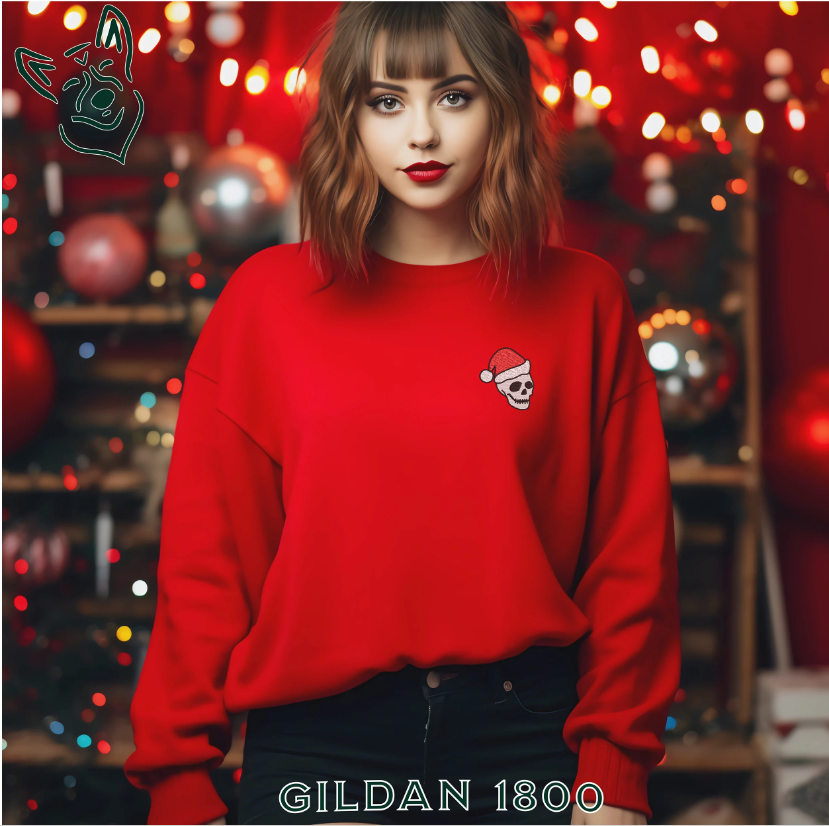 Embroidered Christmas Skull Sweatshirt