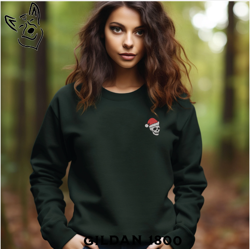 Embroidered Christmas Skull Sweatshirt