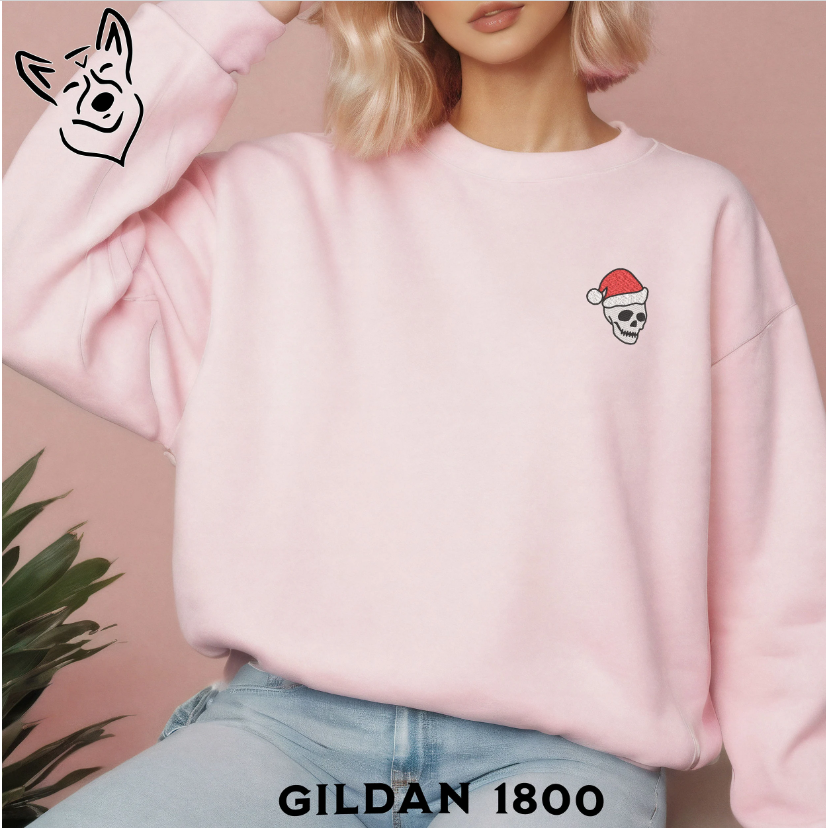 Embroidered Christmas Skull Sweatshirt