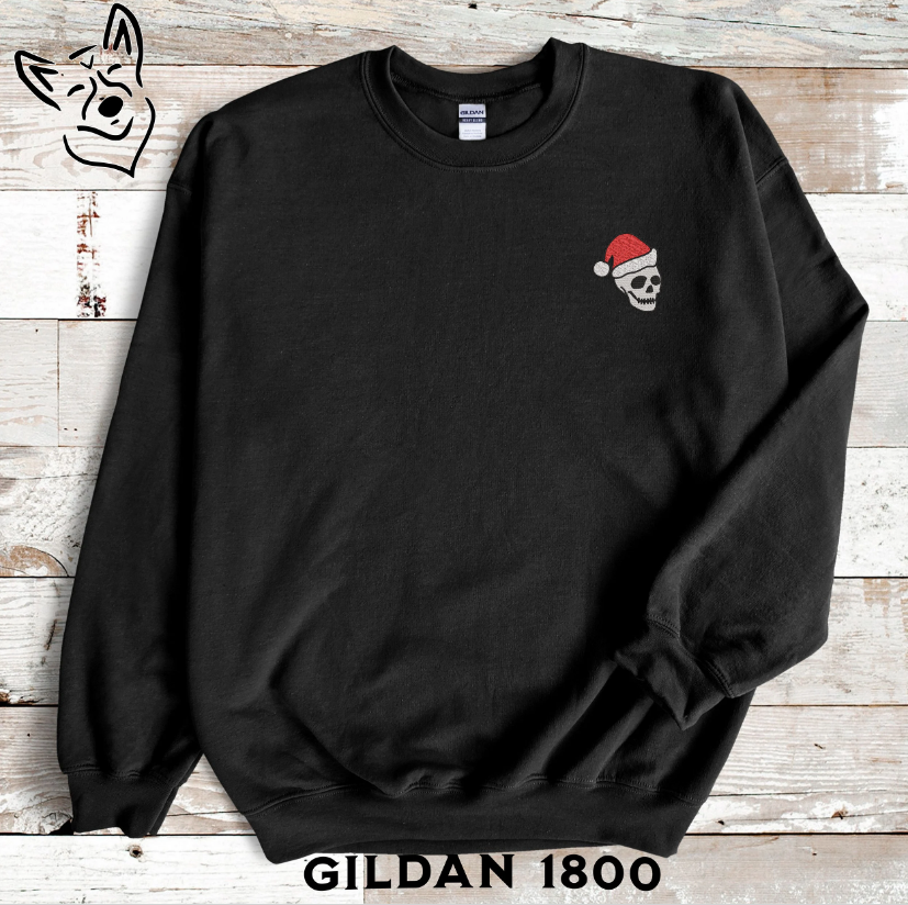 Embroidered Christmas Skull Sweatshirt