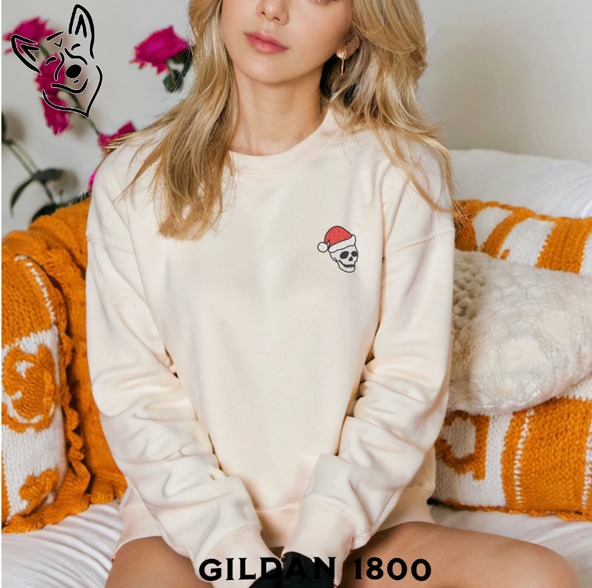 Embroidered Christmas Skull Sweatshirt