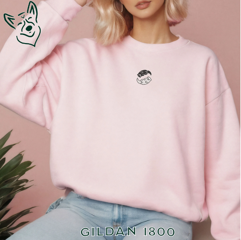 Embroidered Black & White Otters Sweatshirt
