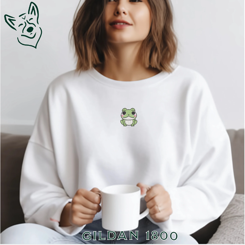Embroidered Kawaii Frog Sweatshirt