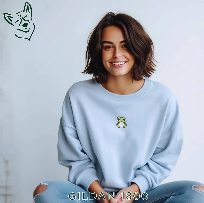 Embroidered Kawaii Frog Sweatshirt