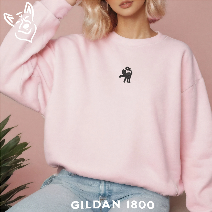 Embroidered Cat Silhouette Sweatshirt