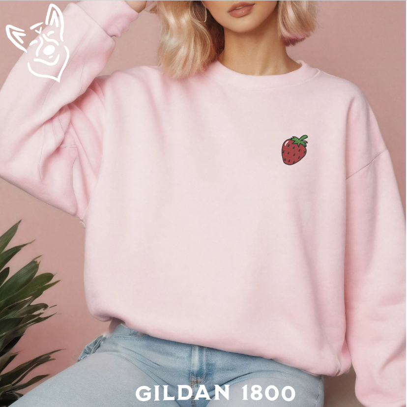 Embroidered Strawberry Sweatshirt