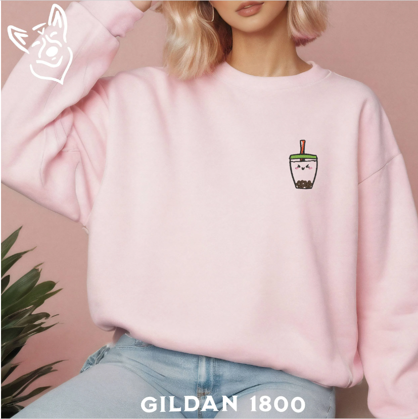 Embroidered Kawaii Bubble Tea Sweatshirt