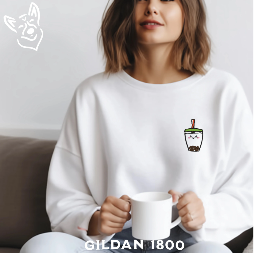Embroidered Kawaii Bubble Tea Sweatshirt